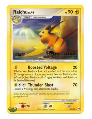 Raichu (27/99) (Staff Prerelease Promo) [Nintendo: Black Star Promos] | Shuffle n Cut Hobbies & Games