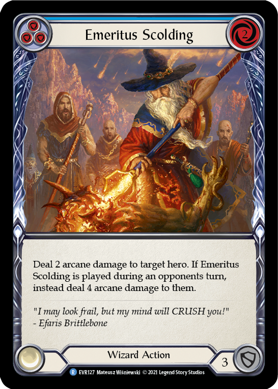 Emeritus Scolding (Blue) [EVR127] (Everfest)  1st Edition Rainbow Foil | Shuffle n Cut Hobbies & Games