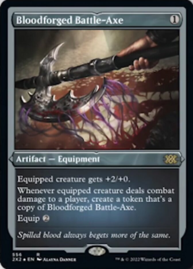 Bloodforged Battle-Axe (Foil Etched) [Double Masters 2022] | Shuffle n Cut Hobbies & Games