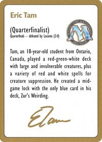 1996 Eric Tam Biography Card [World Championship Decks] | Shuffle n Cut Hobbies & Games