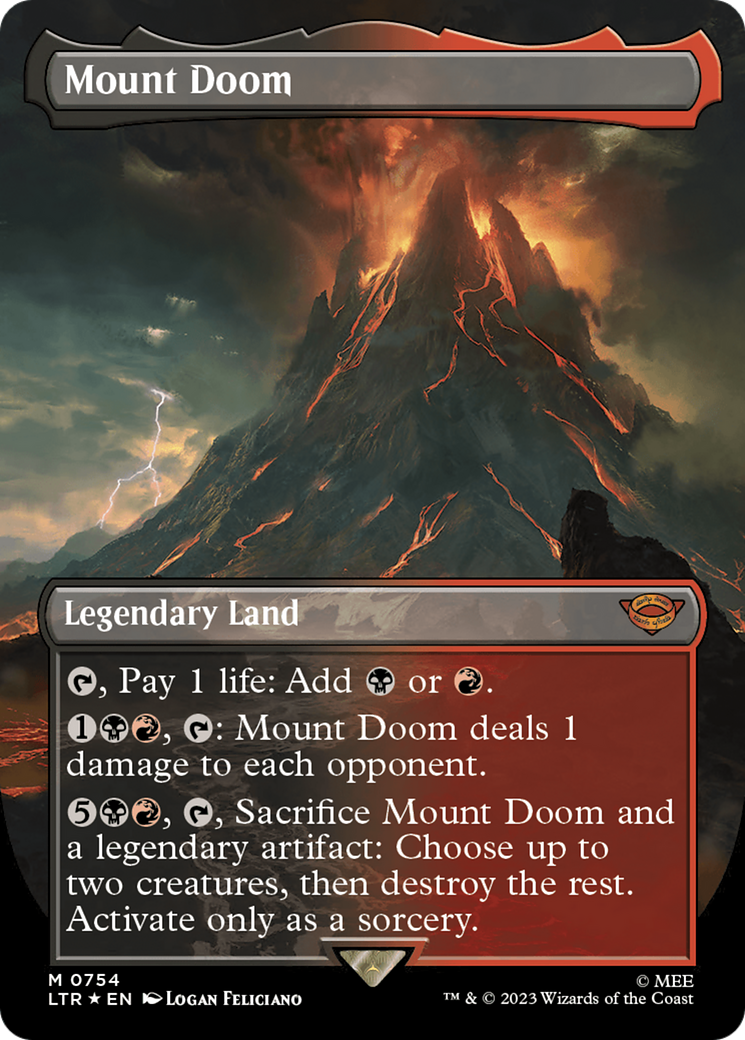 Mount Doom (Borderless) (Surge Foil) [The Lord of the Rings: Tales of Middle-Earth] | Shuffle n Cut Hobbies & Games
