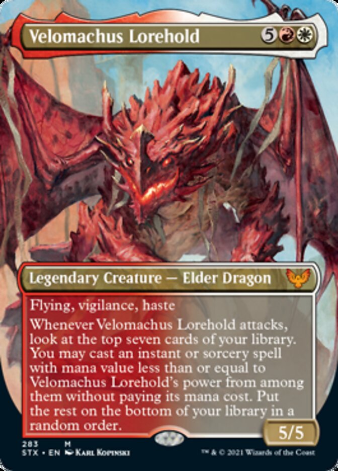 Velomachus Lorehold (Borderless Alternate Art) [Strixhaven: School of Mages] | Shuffle n Cut Hobbies & Games