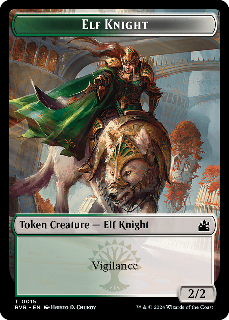 Elf Knight // Beast Double-Sided Token [Ravnica Remastered Tokens] | Shuffle n Cut Hobbies & Games