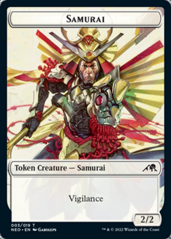 Samurai // Tezzeret, Betrayer of Flesh Emblem Double-Sided Token [Kamigawa: Neon Dynasty Tokens] | Shuffle n Cut Hobbies & Games