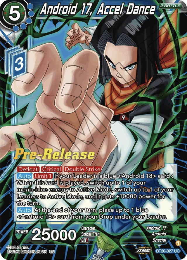 Android 17, Accel Dance (BT20-027) [Power Absorbed Prerelease Promos] | Shuffle n Cut Hobbies & Games
