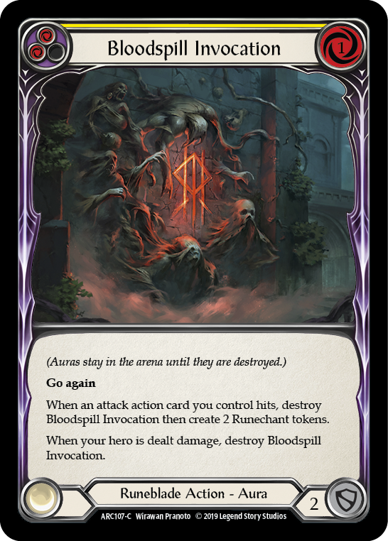 Bloodspill Invocation (Yellow) [ARC107-C] 1st Edition Rainbow Foil | Shuffle n Cut Hobbies & Games