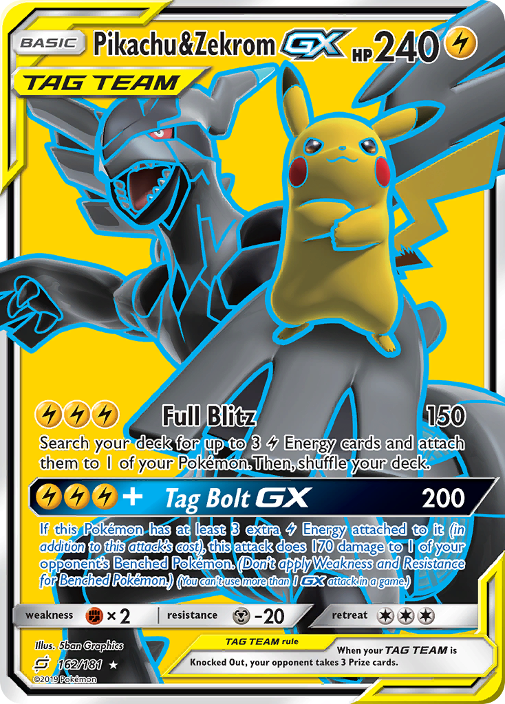 Pikachu & Zekrom GX (162/181) [Sun & Moon: Team Up] | Shuffle n Cut Hobbies & Games