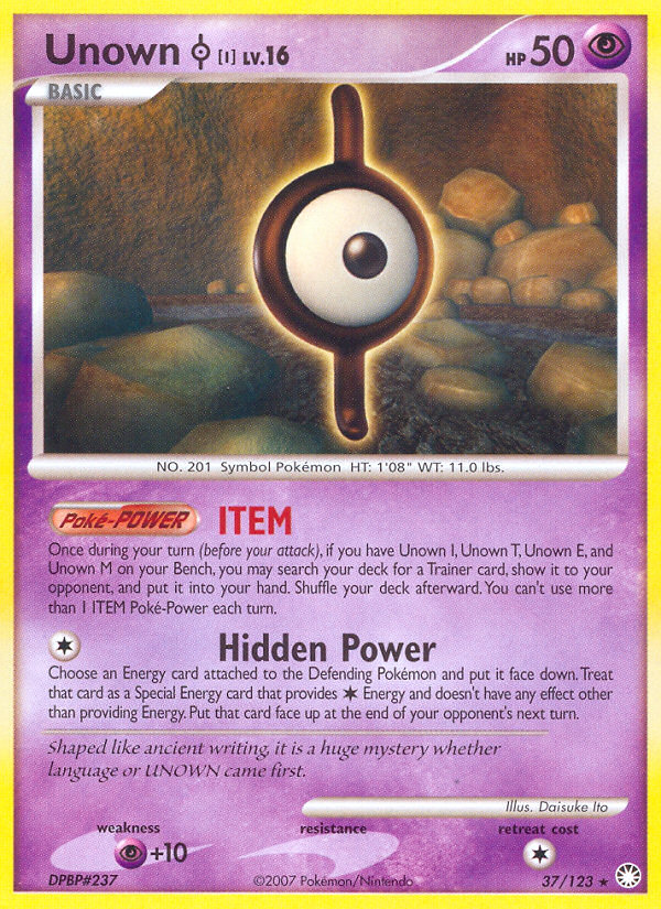 Unown I (37/123) [Diamond & Pearl: Mysterious Treasures] | Shuffle n Cut Hobbies & Games