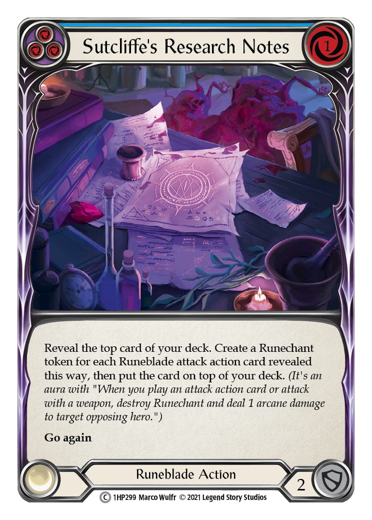 Sutcliffe's Research Notes (Blue) [1HP299] | Shuffle n Cut Hobbies & Games