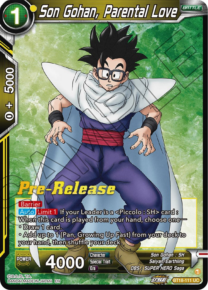 Son Gohan, Parental Love (BT18-111) [Dawn of the Z-Legends Prerelease Promos] | Shuffle n Cut Hobbies & Games