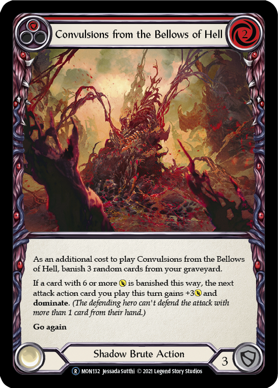 Convulsions from the Bellows of Hell (Red) (Rainbow Foil) [U-MON132-RF] Unlimited Edition Rainbow Foil | Shuffle n Cut Hobbies & Games