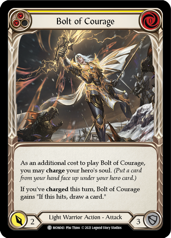 Bolt of Courage (Yellow) (Rainbow Foil) [MON043-RF] 1st Edition Rainbow Foil | Shuffle n Cut Hobbies & Games