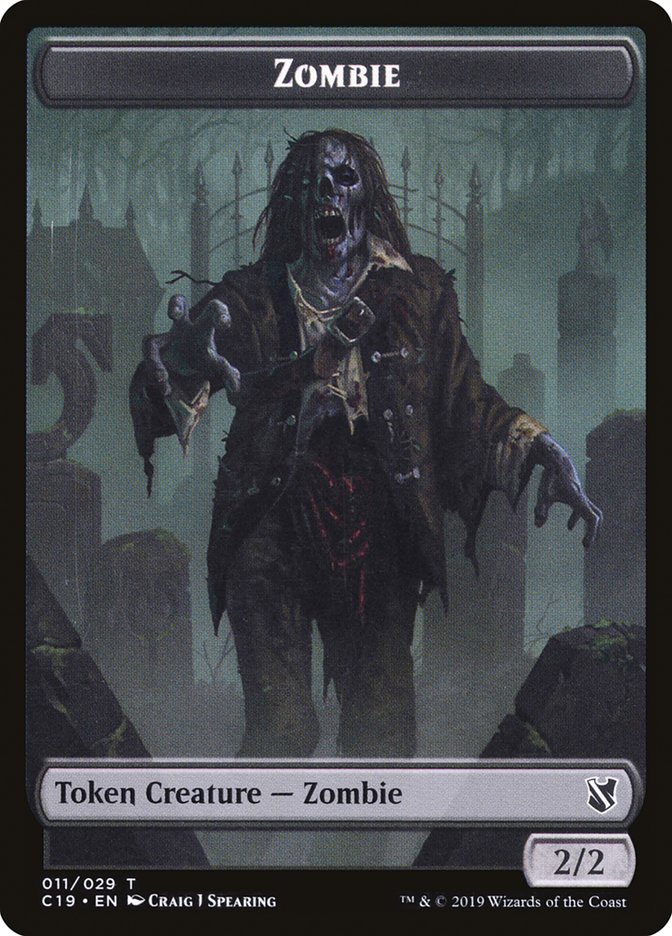 Zombie (010) // Zombie (011) Double-Sided Token [Commander 2019 Tokens] | Shuffle n Cut Hobbies & Games