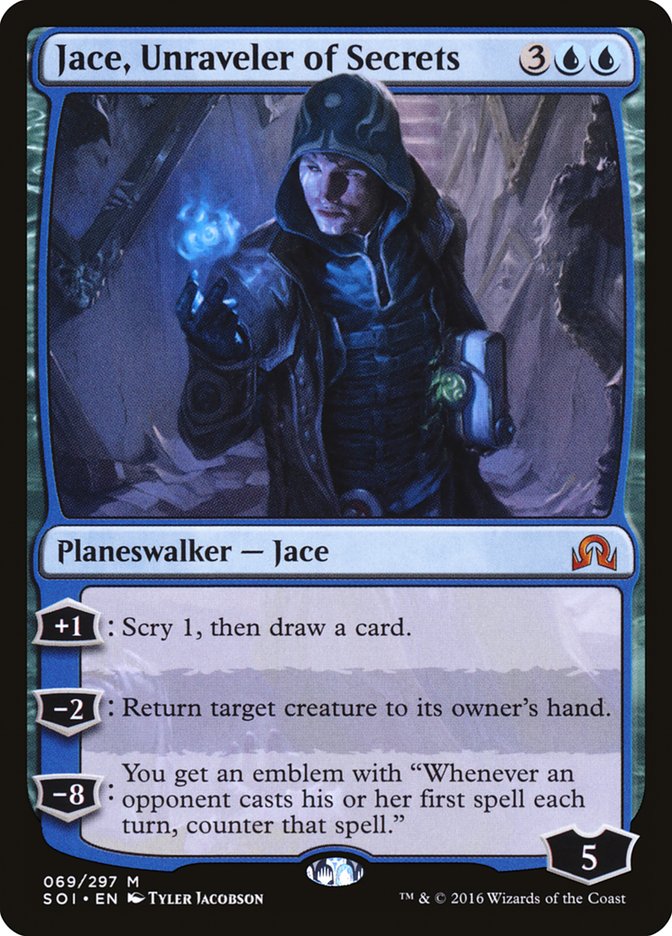 Jace Unraveler of Secrets 1x FOIL SOI MTG Shadows Over Innistrad Mythic MINT blue Jace Unraveler of Secrets 1x FOIL SOI MTG Shadows Over Innistrad Mythic MINT blue