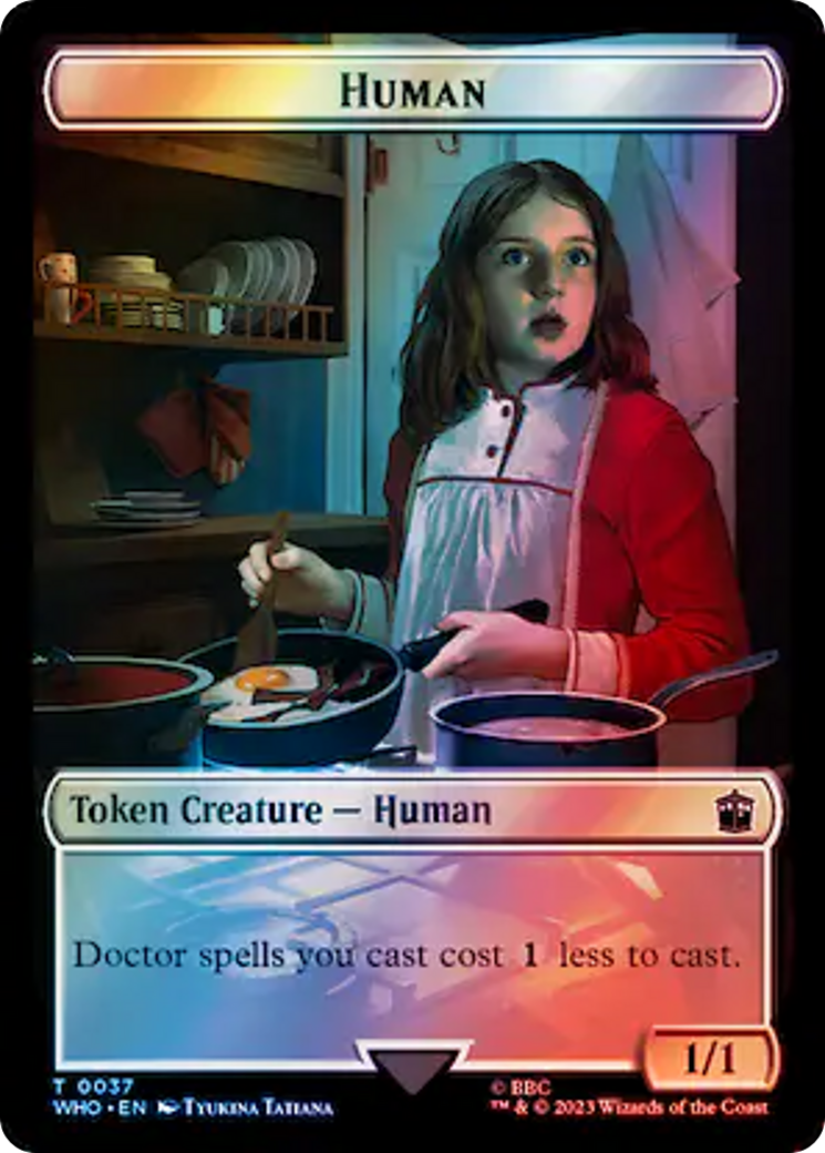 Human (0037) // Food (0059) Double-Sided Token (Surge Foil) [Doctor Who Tokens] | Shuffle n Cut Hobbies & Games