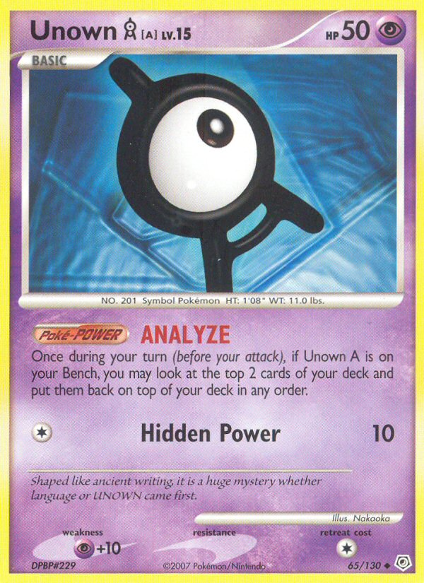 Unown A (65/130) [Diamond & Pearl: Base Set] | Shuffle n Cut Hobbies & Games