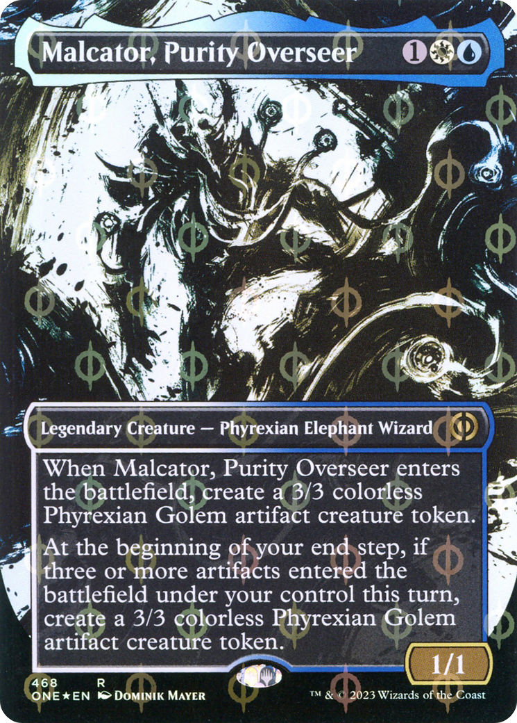 Malcator, Purity Overseer (Borderless Ichor Step-and-Compleat Foil) [Phyrexia: All Will Be One] | Shuffle n Cut Hobbies & Games