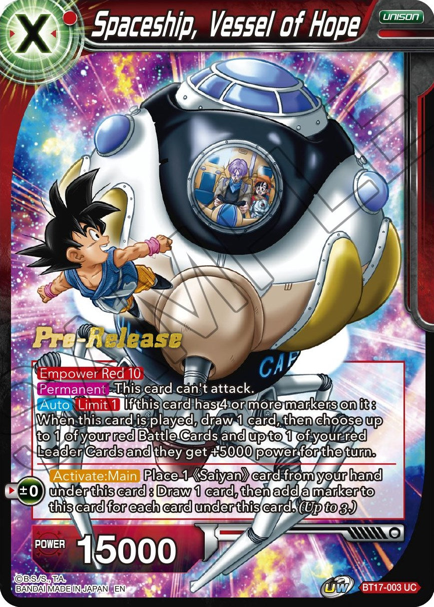 Spaceship, Vessel of Hope (BT17-003) [Ultimate Squad Prerelease Promos] | Shuffle n Cut Hobbies & Games