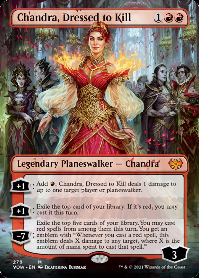 Chandra, Dressed to Kill (Borderless) [Innistrad: Crimson Vow] | Shuffle n Cut Hobbies & Games