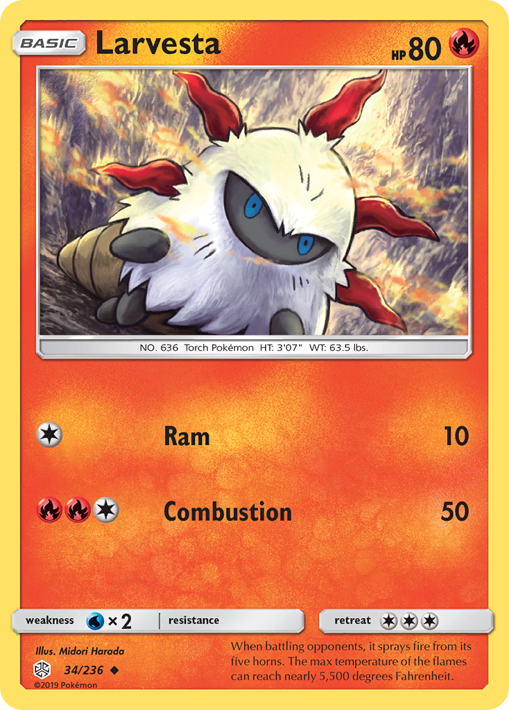 Larvesta (34/236) [Sun & Moon: Cosmic Eclipse] | Shuffle n Cut Hobbies & Games