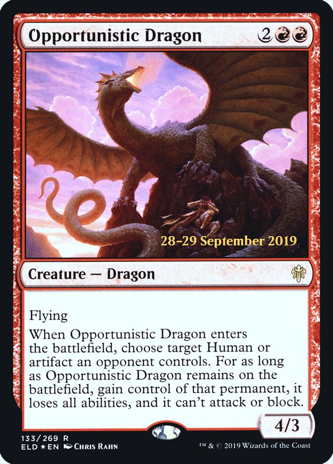 Opportunistic Dragon [Throne of Eldraine Prerelease Promos] | Shuffle n Cut Hobbies & Games
