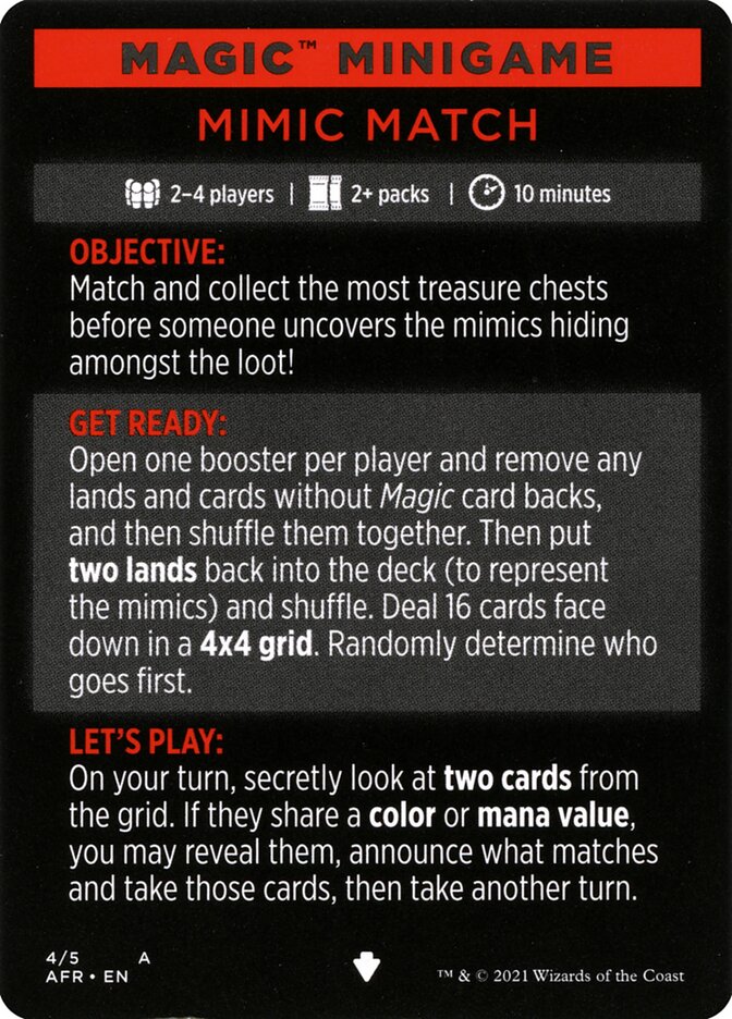 Mimic Match (Magic Minigame) [Dungeons & Dragons: Adventures in the Forgotten Realms Minigame] | Shuffle n Cut Hobbies & Games
