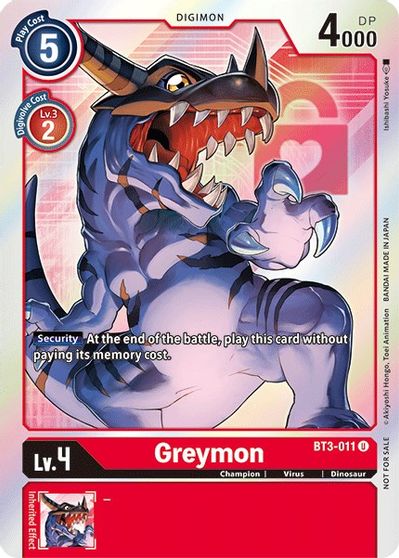 BT3-011: Greymon (Box Topper) | Shuffle n Cut Hobbies & Games