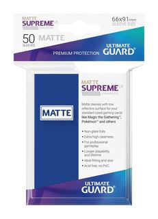 Ultimate Guard Supreme UX Sleeves Standard Size Matte 50ct - Blue | Shuffle n Cut Hobbies & Games
